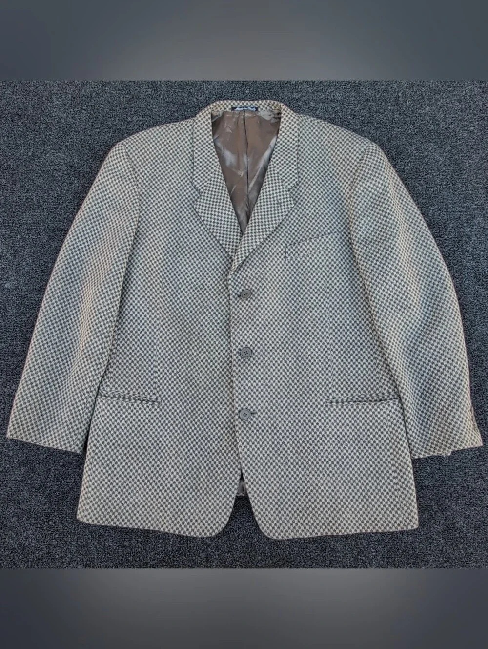 Vtg Giorgio Armani Blazer Mens 46 Wool Textured Houndstooth Neiman Marcus Italy